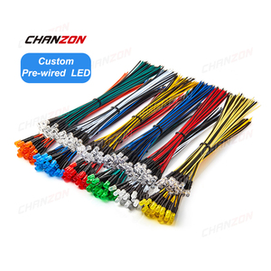 Tùy chỉnh Pre có dây <span class=keywords><strong>LED</strong></span> Diode 12V 3mm 5mm 8mm 10mm Trắng Đỏ Xanh Xanh RGB Prewired Mini Candle Light với 24AWG 20cm dây cáp - Product Image 1