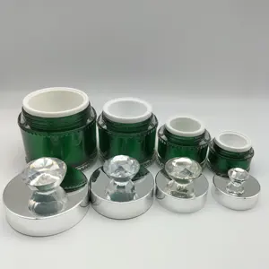 Hot Sale Kosmetik Gesichts creme Behälter 30g Amber Green Glas Acrylglas mit Silber deckel