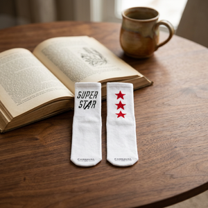 Chaussettes de sport unisexes Super Star blanches, design cheville arrière, tissu tissé, silhouette moyenne, pour la maison, fabriquées en TR, pour adultes, taille régulière - Product Image 3