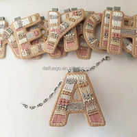 Idée cadeau voiture fait à la main 26 lettres A-z appliques patchs perles pendentifs accessoires