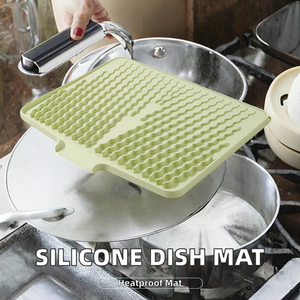 Modern Rectangle Plastic Non-Slip Kitchen Dish <b>Mat</b> Green - Product Image 2