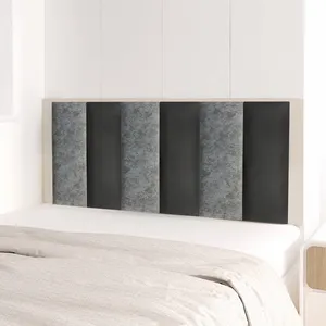 HJ 3d Upholstered Velvet Wall Panels Square Headboard Mid-rise Square Channeled Upholstered Black Waterproof Bedroom Furniture