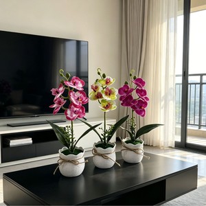 Plante artificielle Paulon Phalaenopsis Orchidée, 34 cm de haut, en plastique souple, décoration intérieure, fleur en pot, décoration de salon, décoration de la maison - Product Image 1