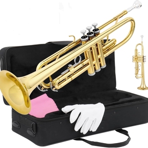 Venta al por mayor <span class=keywords><strong>de</strong></span> trompeta dorada B tipo <span class=keywords><strong>de</strong></span> rendimiento universal plano para principiantes - Product Image 1