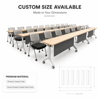 Table de formation pliante avec plateau en stratifié imitation bois et pieds en métal en T avec roulettes, table de réunion mobile pour salle de classe