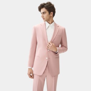 ชุดสูทผู้ชายทรงสลิมฟิตสีชมพูซากุระ ผลิตจากผ้าผสมโพลีเอสเตอร์และวิสโคส ยืดได้ ปกแบบนอตช์ เหมาะสำหรับงานแต่งงานและงานปาร์ตี้ - Product Image 3