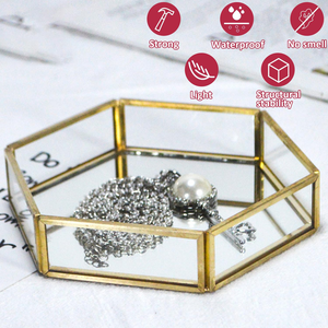 Hot Selling Luxury Creative <b>Perfume</b> Storage Glass <b>Tray</b> Custom Gold Mirror <b>Tray</b> Home Decor - Product Image 4