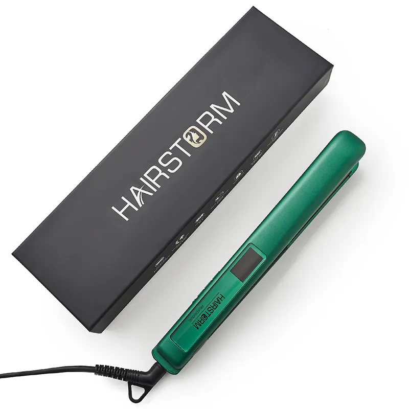 Draagbare Strijkijzers Haar Rechttrekken 1 Inch Dunne Keramische Plaat Groene Flat Iron Dual Voltage