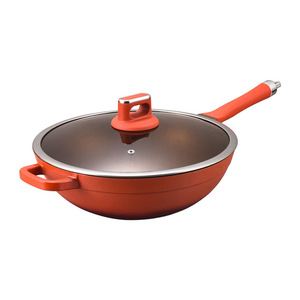Titanium Non-Stick Wok With Lid Hermes Orange 32Cm For Induction Cooking - Product Image 1
