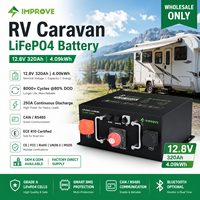 Batterie LiFePO4 12V 12.8V 100Ah 200Ah 320Ah avec certification CE et application Bluetooth pour camping-car, caravane et fourgon aménagé, fabriquée en Chine