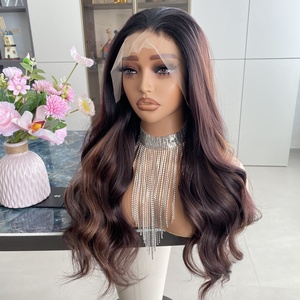 Perruques synthétiques ondulées longues de 30 pouces, ombrées, résistantes à la chaleur, avec dentelle 13x6, sans colle, de haute qualité, pour femmes noires - Product Image 1