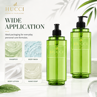 Vente en gros de flacons en plastique PET transparents vides de 500 ml, emballage pour gel douche, lotion pour le corps, flacon pompe pour emballage cosmétique