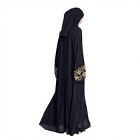 Ensemble Abaya de Luxe Ouverte Habib Dubai, Orné de Perles Dorées Françaises, Vêtements Islamiques Modestes Personnalisés pour Femmes Musulmanes, Vente en Gros