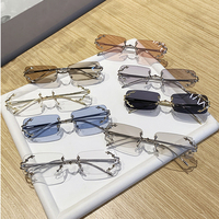 Lunettes de soleil carrées sans monture, style hip-hop unique, rétro, version coréenne haut de gamme, protection UV400, unisexe