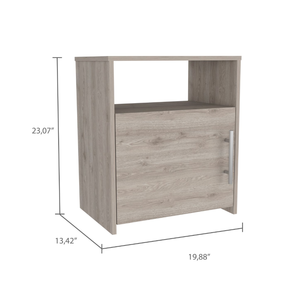 Mesita de Noche Nórdica Gris Claro con un Estante, Armario de Una Puerta, Unidad de Almacenamiento con Tirador Metálico, Mesa Auxiliar para Dormitorio - Product Image 5