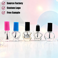 Flacon cosmétique vide en verre transparent ou noir de 5 ml, 8 ml, 10 ml, 15 ml pour vernis à ongles ou huile, avec bouchon pinceau et capuchon rose
