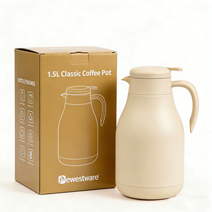 Caffettiera Europea da 1,5L 1,8L in Acciaio Inox con Coperchio One-Touch, Beccuccio a <span class=keywords><strong>Becco</strong></span> d'Uccello, Base Antiscivolo e Manico Ergonomico - Product Image 1