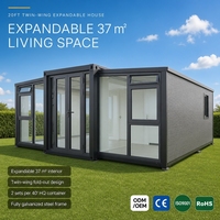Maisons préfabriquées, maison conteneur extensible 5 chambres, villa pliable 40 pieds, fabricant certifié CE ISO9001, panneaux solaires sur le toit
