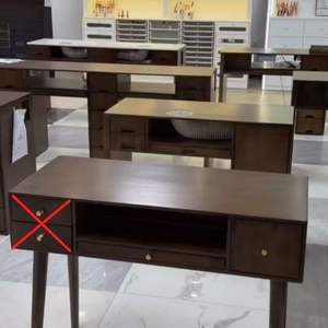 Table de manucure rétro en bois massif avec tiroirs, design minimaliste, ensemble de meubles de salon - Product Image 3