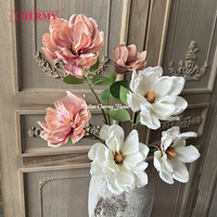 CM-TH1320 Haute Qualité Fleur Soie Nouveau Rétro 3 Têtes Magnolia Fleurs pour Mariage Décor À La Maison