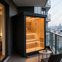 Ruang Sauna Luar Ruangan Modern Triunity Sauna dengan Jendela Kaca Panoramic untuk 2-4 Orang