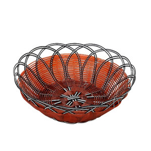 Woven Metal Food Basket Bowl Orange Red Color For Snack <b>Fruit</b> <b>Storage</b> Display - Product Image 2