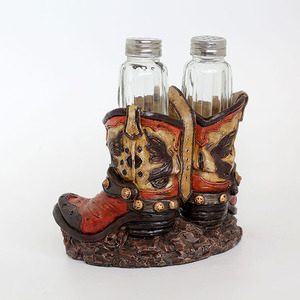 Salière et poivrière en polyrésine, design bottes <span class=keywords><strong>de</strong></span> <span class=keywords><strong>cowboy</strong></span>, support <span class=keywords><strong>de</strong></span> table - Product Image 2