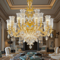 Lustre en or en cristal de luxe européen personnalisé Villa Hôtel Duplex Escalier Salon Restaurant Chambre à coucher