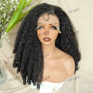 <span class=keywords><strong>Parrucca</strong></span> Sintetica Premium KEMY HAIR con Frontale in Pizzo, Ricci Afro Kinky, Fibra Resistente alle Alte Temperature, Parrucche Intrecciate Sintetiche per Donne di Colore - Product Image 2