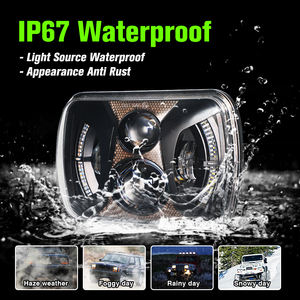 Phares de camion OEM ODM 75W à faisceau scellé 5X7\" 7X6, phare carré automatique, projecteur LED pour <span class=keywords><strong>Jeep</strong></span> Cherokee Xj - Product Image 5