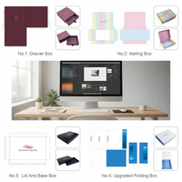 Boîte en carton rigide bleue personnalisée de luxe avec fermeture magnétique, laminage mat, matériaux recyclés pour cadeaux - Logo CMYK