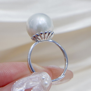 WENCHI 10759DIY Accessoires Perles Support de Bague Vide en Argent S925 pour Perles Rondes de 3-5mm, Apprêts Bijoux Or/Argent Modèle 11785 - Product Image 1