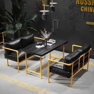 <span class=keywords><strong>Industrial</strong></span> Retro Clear Bar Iron and Pipe Card Table Creative Bar Sofá Set Cafetería <span class=keywords><strong>Muebles</strong></span> Restaurante Bar <span class=keywords><strong>Muebles</strong></span> - Product Image 1