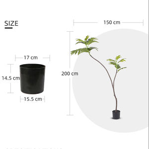 200cm Faux arbre à <span class=keywords><strong>pain</strong></span> plantes artificielles arbre décoratif en pot pour salon intérieur décor à la maison - Product Image 6
