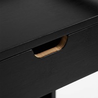 Mesa de Cabeceira Moderna em Bambu Preto Fosco com Gaveta de Armazenamento e 3 Níveis, Organizador para Quarto e Sala de Estar