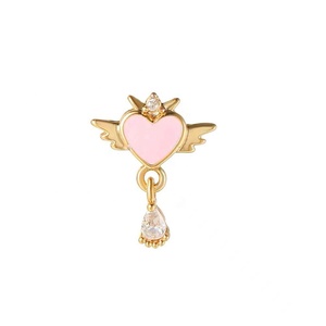 Gaby New Heart Cartílago Pendiente Lindo Pink Brass <span class=keywords><strong>Helix</strong></span> Piercing Ear Studs Wedding Party Jewelry para regalos - Product Image 5