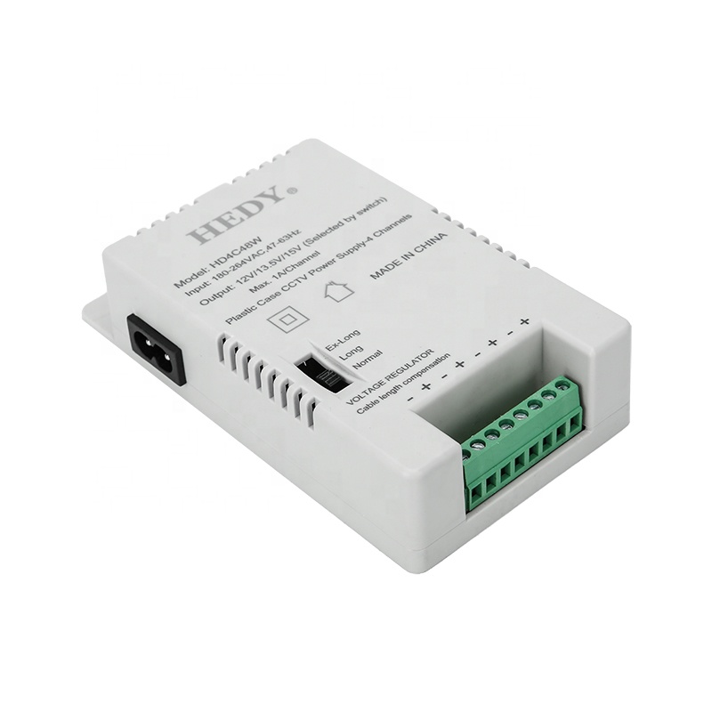 CCTV Power Supply с Cable Length Compensation Switch, 4 Channel, 12V, 13,5 V, 15V DC Output, 48W
