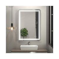 Miroir mural de salle de bain LED carré sans cadre en verre, commande tactile, pour projet hôtelier, chambre à coucher et dressing, style moderne, vente en gros, fabrication OEM