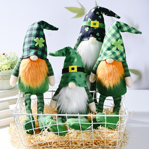 Youlun St. Patricks Day Gnome Poupée En Peluche Elfe Irlandais Shamrock Longue Jambe Sans Visage Gnomes En Peluche Pour La Maison Table Printemps Ornements - Product Image 6