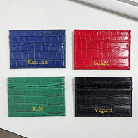 Offre Spéciale noir luxe Crocodile motif cuir Pu unisexe mince minimaliste porte-cartes de crédit Logo personnalisé porte-cartes d'identité portefeuille