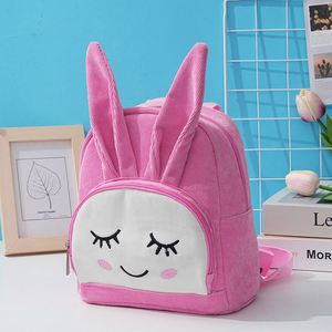 Velvet School Bag with Bunny Ears Trendy Striped Pattern for <b>Children</b> and Teens - Product Image 4