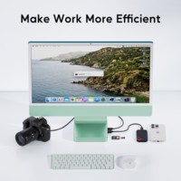 Adattatore Hub USB PULWTOP per iMac M1/M3/M4 con USB C 10Gbps, 3*USB-A, SD/TF, Supporto Espansione SSD M.2 fino a 4TB (Non Incluso), Verde