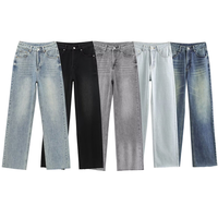 Vente en gros de jeans denim rétro tendance personnalisable pour femmes simplicité ample Y2K couleur claire décontracté jambe large à la mode aspect délavé