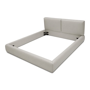 Cadre de <span class=keywords><strong>lit</strong></span> en cuir rembourré de luxe minimaliste, <span class=keywords><strong>lit</strong></span> plateforme moderne en tissu sur mesure pour chambre principale, vente en gros - Product Image 5