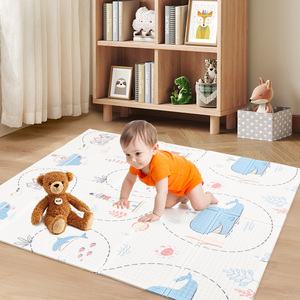 Tapis de jeu pliable pour bébé, tapis d'éveil double face pour enfants, imperméable, nettoyable, motif dessin animé océanique, tapis de jeu portable pour le sol - Product Image 1