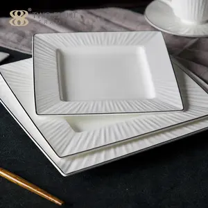 Серебристая белая керамическая тарелка, набор посуды, оптовая продажа, обеденная тарелка из костяного фарфора, посуда