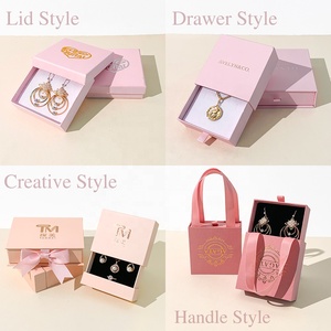 Custom Logo Printed Pink Jewelry Packaging <b>Box</b> Slide Drawer Paper <b>Gift</b> <b>Box</b> for <b>Earring</b> Necklace Ring Bracelet - Product Image 5