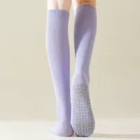 Chaussettes de yoga de luxe écologiques en coton, hauteur genou, à compression, antidérapantes, pour Pilates, course à pied, fitness, soutien du mollet, entraînement pour femmes
