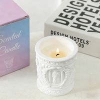 Boîte cadeau colorée en gypse, tasse ronde en relief, style européen, 120 g, bougies parfumées à la cire de soja, décoration de la maison, Noël