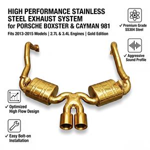 Échappement sport Vortex Gold SS304 avec soupapes et double sortie pour Porsche Boxster Cayman 981 2.7 3.4 2013-2015 – Kits de modification sportifs à fixation par boulons - Product Image 1